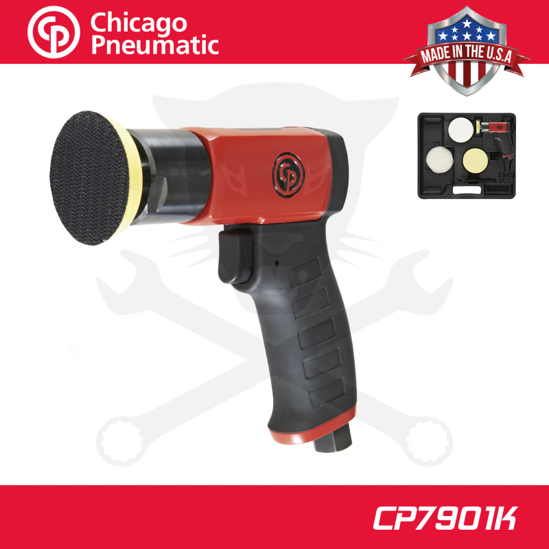Levegős polírozógép 75 mm 3" - 2.5 m/s2 MINI + polírtárcsák - Chicago (CP7201P)