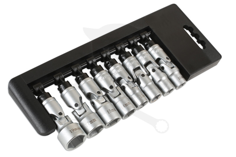 Dugókulcs - crowafej készlet 3/8" 6 lapú CSUKLÓS 8 db-os 10-19 mm -TS20