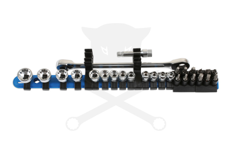 Dugókulcs - crowafej készlet 1/4" Gear Lock - Alldrive 27 db+Tart. -TS20
