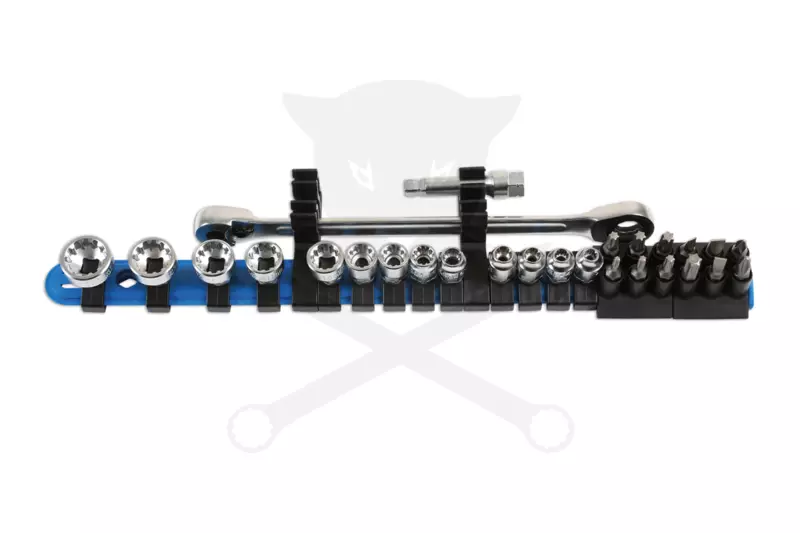Dugókulcs - crowafej készlet 1/4" Gear Lock - Alldrive 27 db+Tart. -TS20