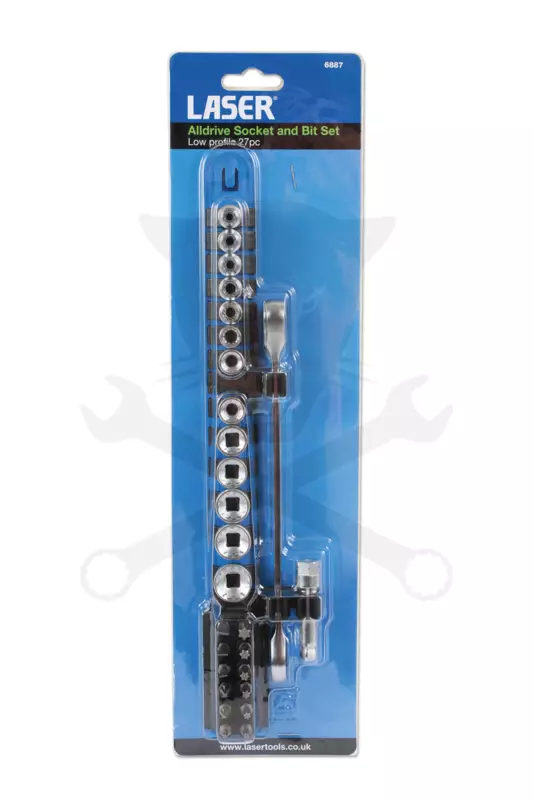 Dugókulcs - crowafej készlet 1/4" Gear Lock - Alldrive 27 db+Tart. -TS20