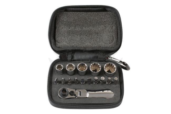 Dugókulcs készlet Gear Lock - Alldrive 1/4" 16 db-os készlet - Laser