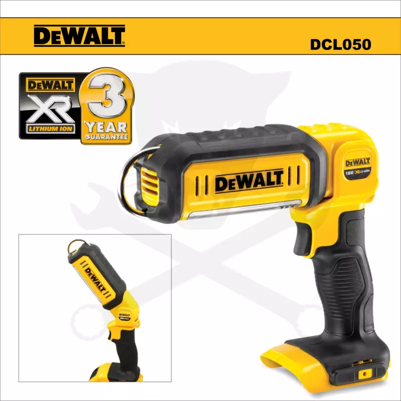 Szerelőlámpa, akkus, csuklós fej - akku nélkül - 225-450 Lm DeWalt
