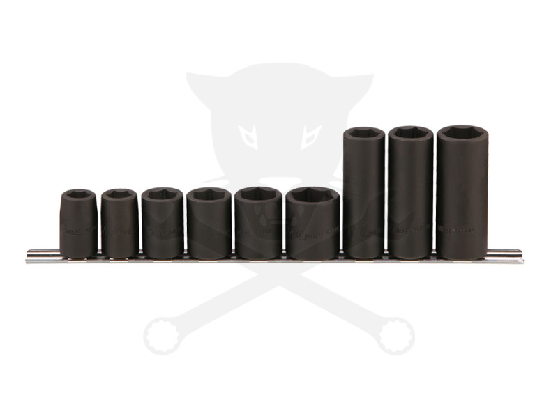 Légkulcsfej készlet 1/2" 9 db 13-24 mm metrikus normál+hosszú Genius