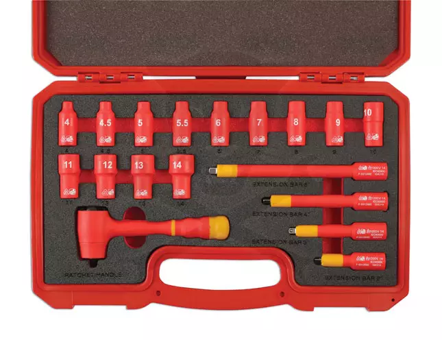 Dugókulcs készlet VDE 1000 V Szigetelt/Hibrid szerszám készlet1/4" 18 db-os