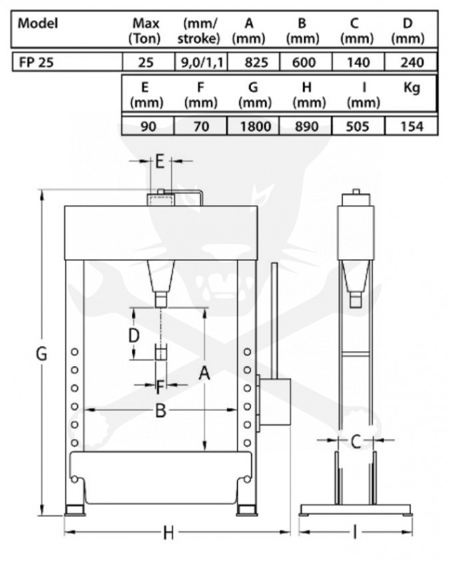 Prés 25 t hidro-pneumatikus lábpedálos - gyors dugattyú - Compac FP 25 G6