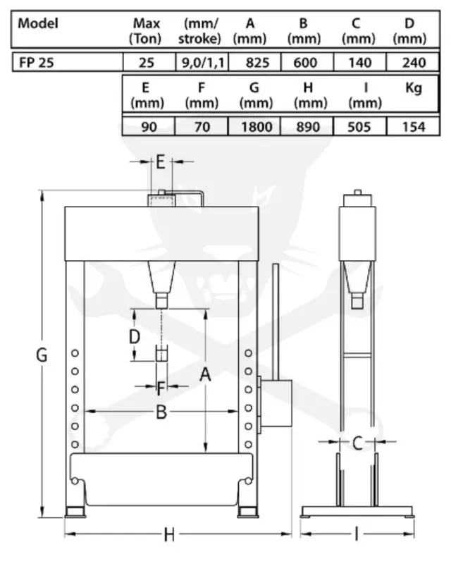Prés 25 t hidro-pneumatikus lábpedálos - gyors dugattyú - Compac FP 25 G6