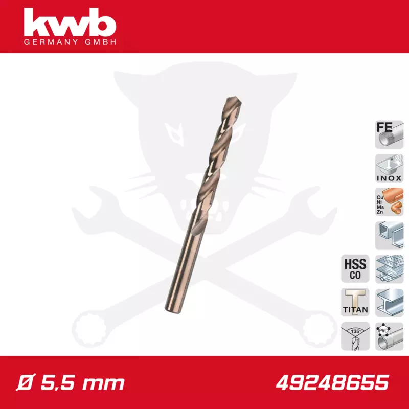 Csigafúró  5,5 mm HSS-G Co5 DIN 338 Twist, profi - KWB