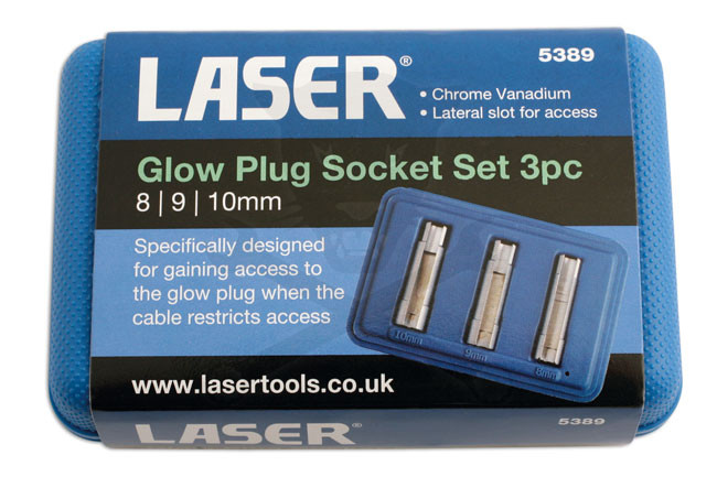 Izzítógyertya nyitott hosszított dugófej készlet 8-9-10 mm - LASER