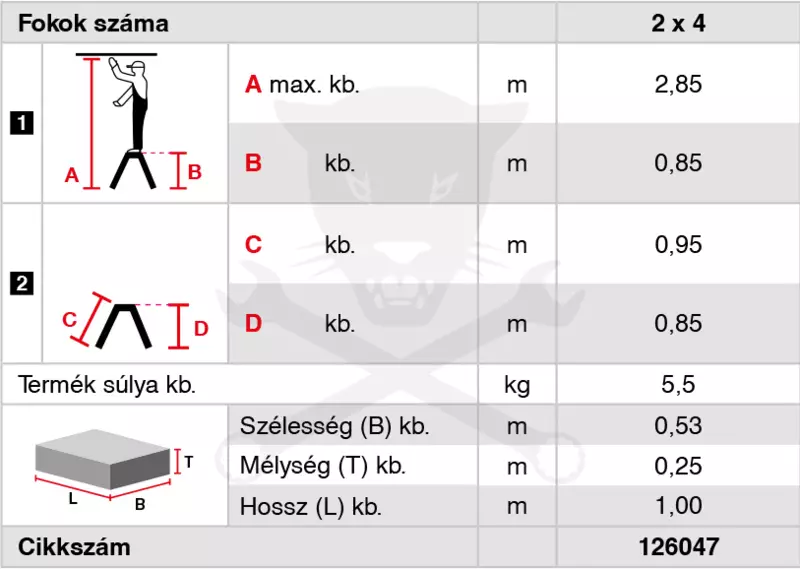 Fellépő ALU lépcsőfokos két oldalon járható 2x4 fok -Krause Monto TREPPO