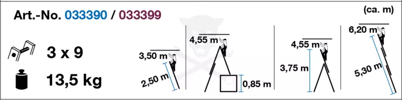 Létra ALU létrafokos sokcélú álló 3x 9 fokos - Krause CORDA