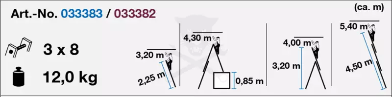 Létra ALU létrafokos sokcélú álló 3x 8 fokos - Krause CORDA