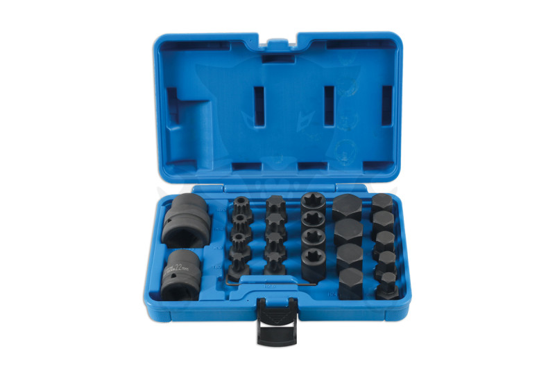 Bit készlet teherautós 3/4" és 1" 24 db-os gépi imbusz+torx+XZN+E-torx