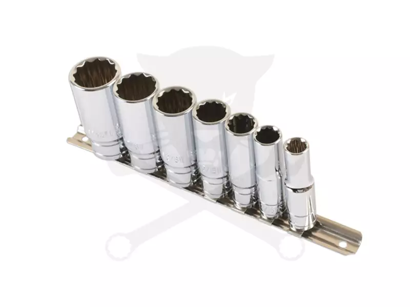 Dugókulcs - crowafej készlet 3/8" 12 szögű WHITWORTH BSW 1/8"-1/2" 7 db