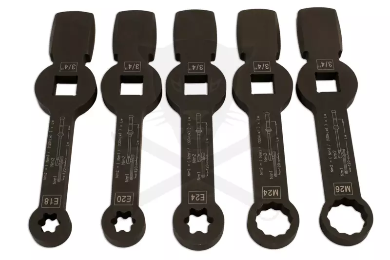 Féknyeregkulcs készlet -TEHER- üthető 5 db-os E18-E20-E24 + M24-M26 3/4"