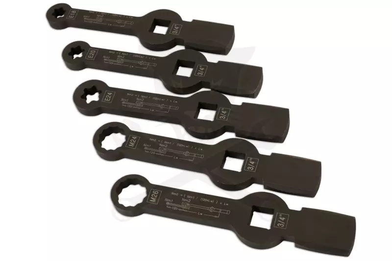 Féknyeregkulcs készlet -TEHER- üthető 5 db-os E18-E20-E24 + M24-M26 3/4"