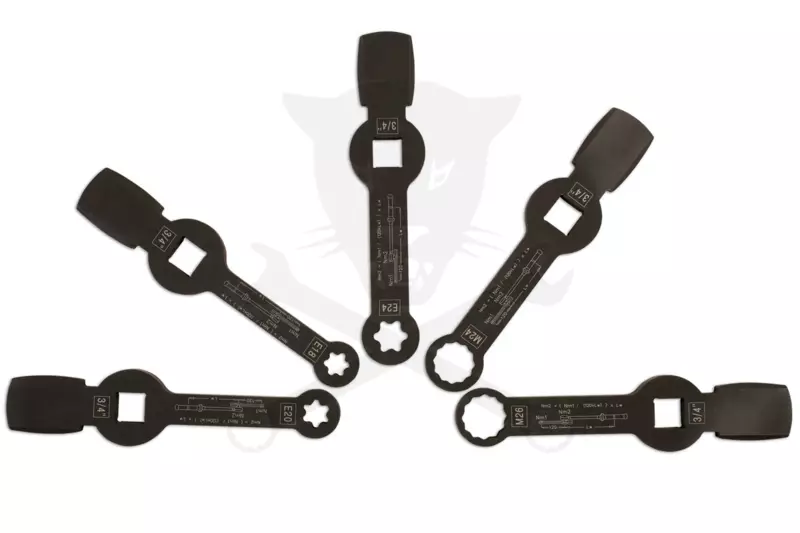 Féknyeregkulcs készlet -TEHER- üthető 5 db-os E18-E20-E24 + M24-M26 3/4"