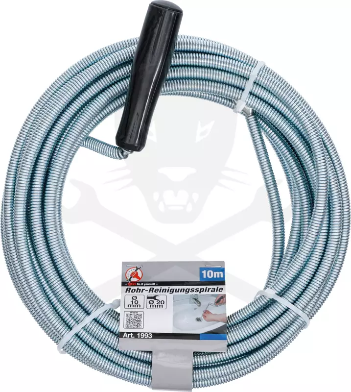Csőtisztító spirál 10 méter x 10 mm - Fej átmérő: 20 mm - BGS