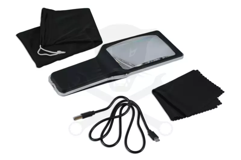 Nagyító  4x - szabályozható 10 db ultra fényes LED, akkus USB töltős