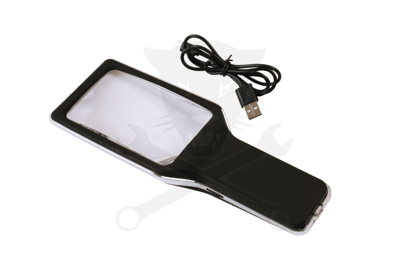 Nagyító  4x - szabályozható 10 db ultra fényes LED, akkus USB töltős