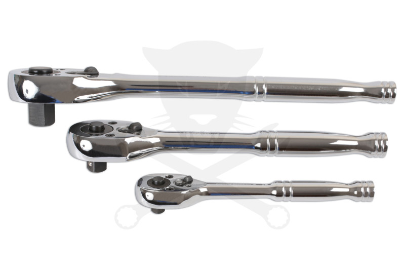 Crowa racsnis kulcs készlet 3 db-os nyomógombos 1/2"-3/8"-1/4"