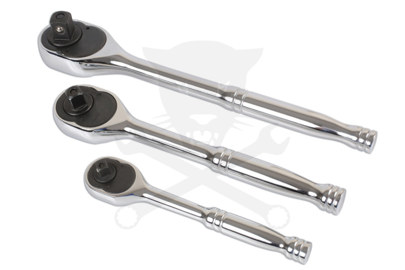 Crowa racsnis kulcs készlet 3 db-os nyomógombos 1/2"-3/8"-1/4"