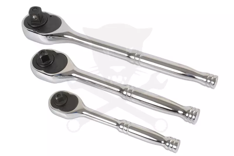 Crowa racsnis kulcs készlet 3 db-os nyomógombos 1/2"-3/8"-1/4"