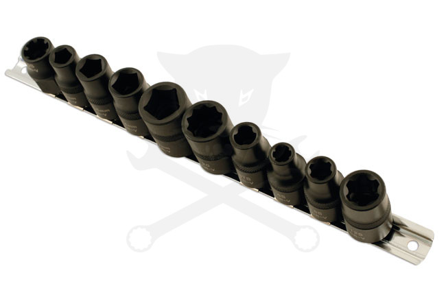Autóipari speciális dugókulcs készlet 1/2" 10 db-os 3-5-6-10-12 lapú
