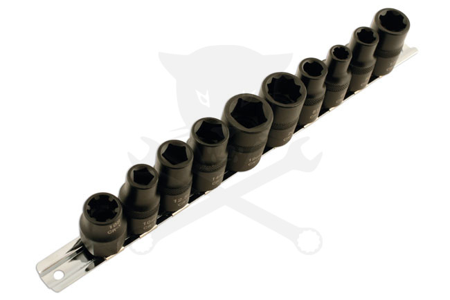 Autóipari speciális dugókulcs készlet 1/2" 10 db-os 3-5-6-10-12 lapú
