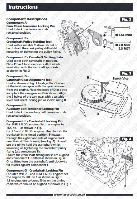 Vezérlésrögzítő készlet Renault, Opel, Nissan 1.6 / 2.0 / 2.3 DCI -Láncos