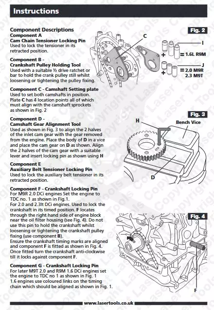 Vezérlésrögzítő készlet Renault, Opel, Nissan 1.6 / 2.0 / 2.3 DCI -Láncos