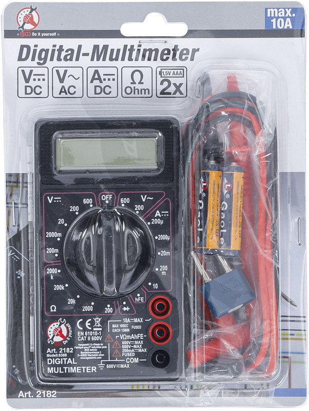 Multiméter, digitális DC 600 / AC 600V , 200 µA-10A DC áram - BGS