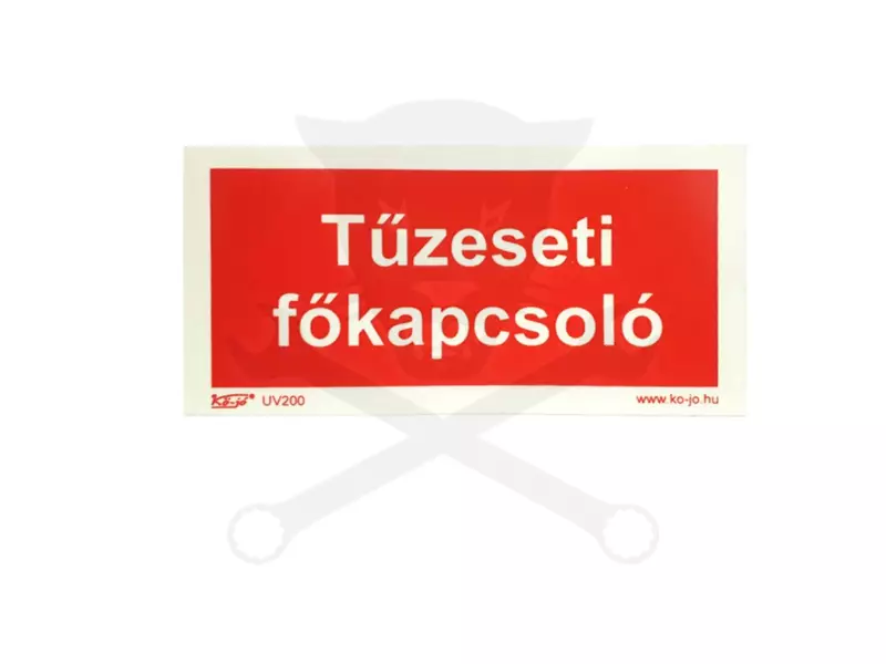 Tábla utánvilágítós öntapadós Tűzeseti Főkapcsoló 200x100 UV200