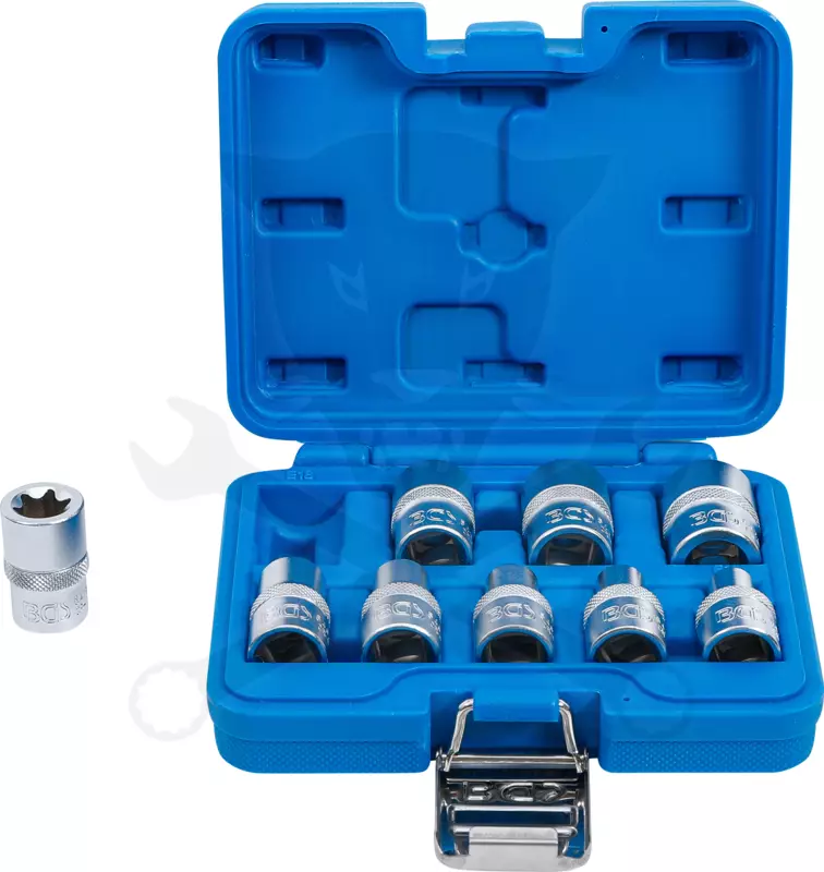 Dugókulcs - crowafej készlet 1/2" belső torx E10-E24 normál h. 9 db-os BGS