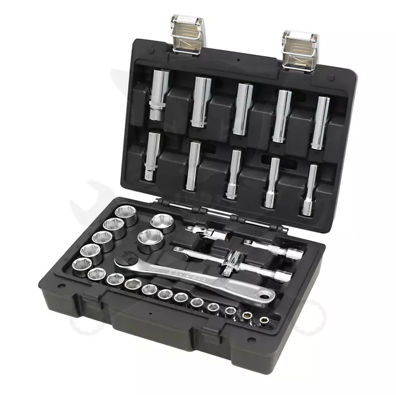 Dugókulcs készlet 3/8" 6 lap 6-24 mm + hosszított 33 db-os (913E/C33)