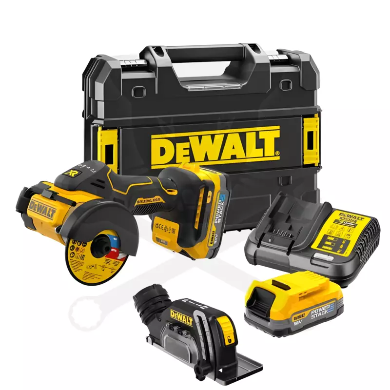 Sarokcsiszoló, akkus 18V  76 mm 2 db 1.7 Ah - kofferben, DeWalt