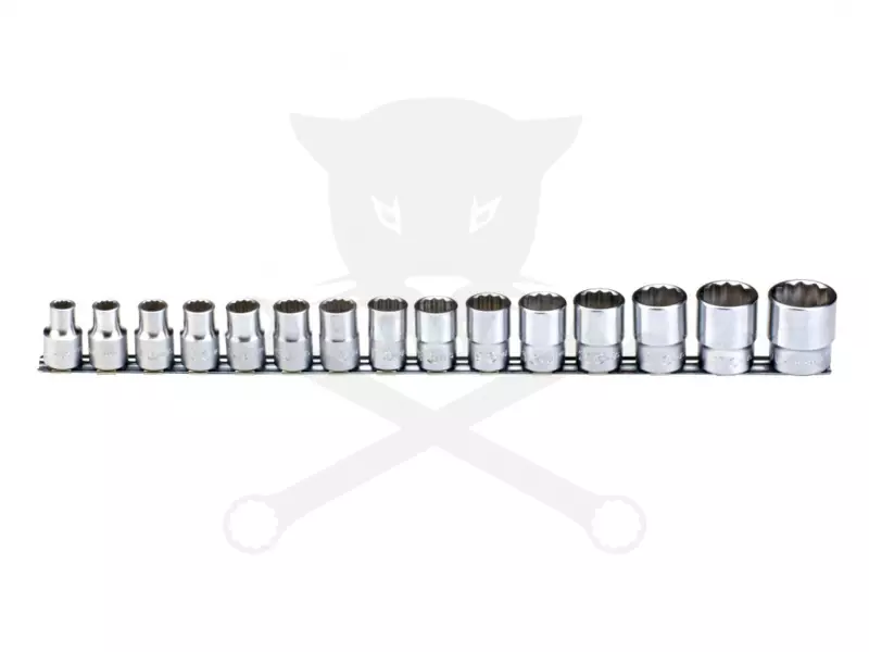 Dugókulcs - crowafej készlet 1/2" 12 szögű rövid 10-30 mm 15 db-os Genius
