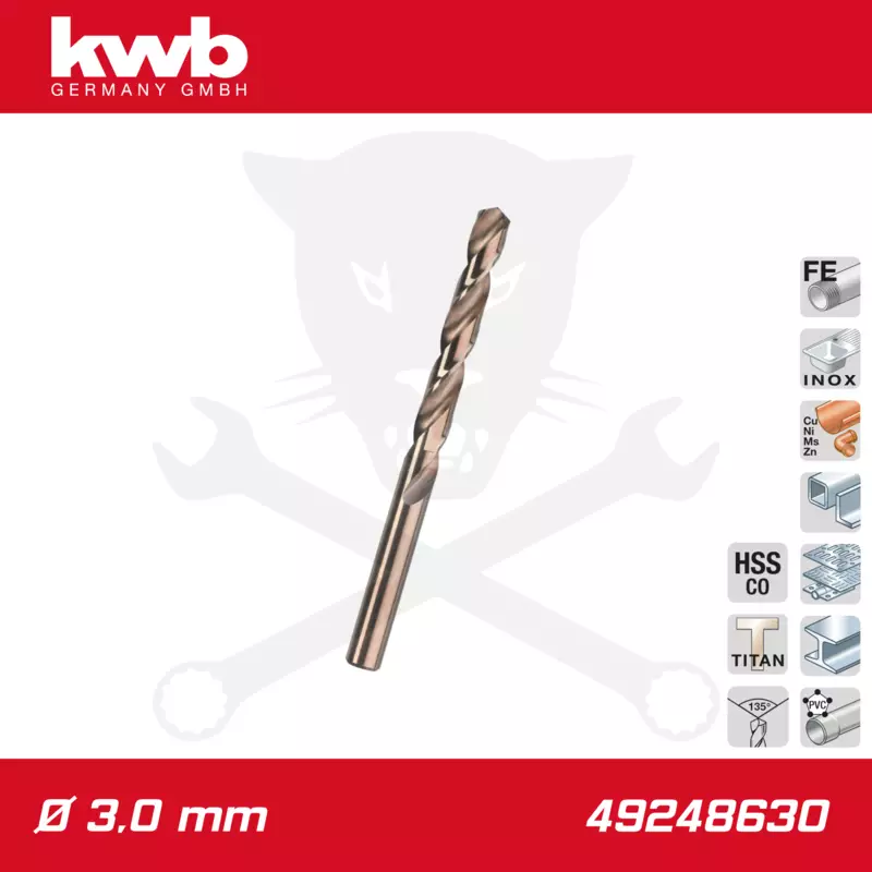 Csigafúró 3,0 mm HSS-G Co5 DIN 338 Twist, profi - KWB