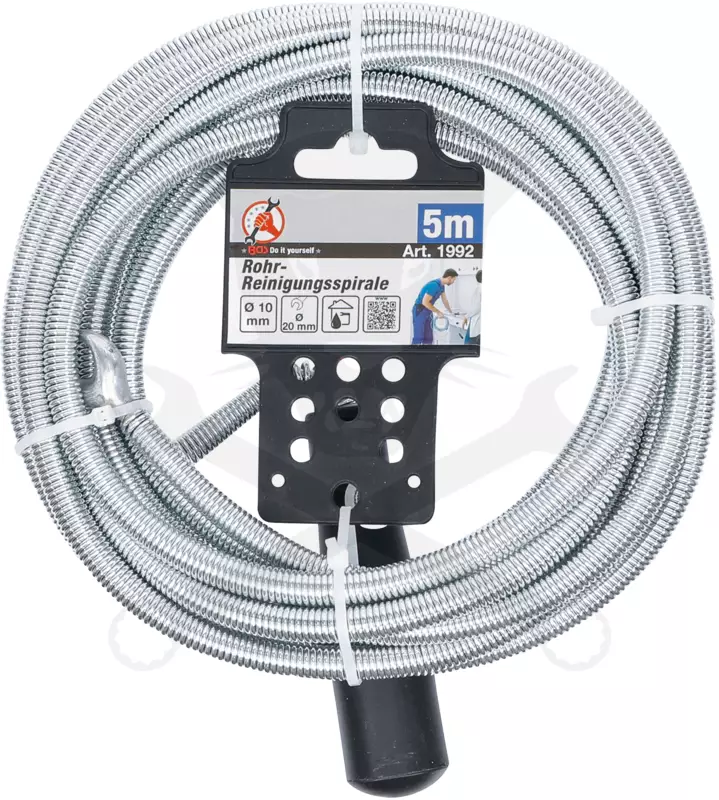 Csőtisztító spirál 5 méter x 10 mm - Fej átmérő: 20 mm - Kraftmann