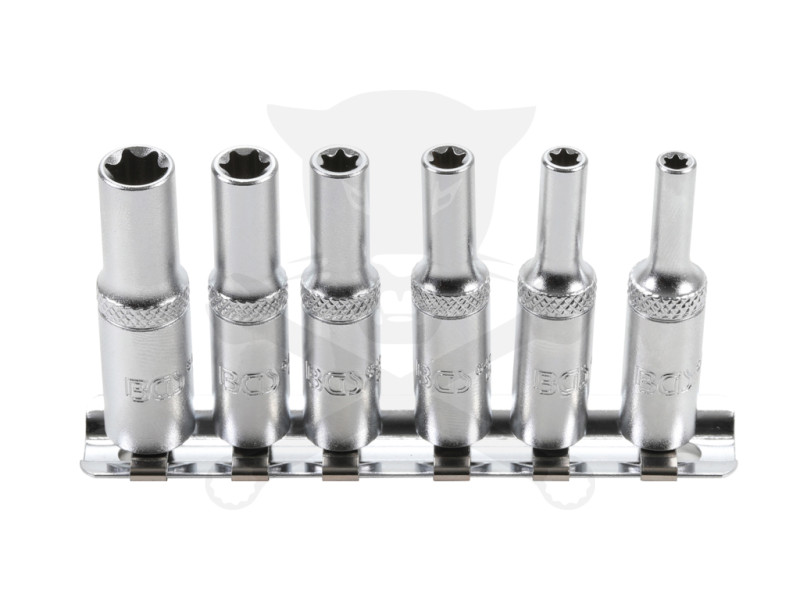 Dugókulcs - crowafej készlet 1/4" belső E-torx E4-E10 hosszú 6 db-os BGS
