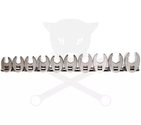 Villáskulcs adapter készlet nyitott 3/8" 10 db-os 10-19 mm "Crowfoot" BGS