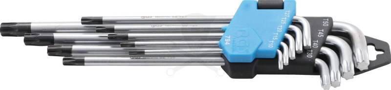 Torxkulcs "L" alakú extra hosszú készlet 09 db-os lyukas torx BGS