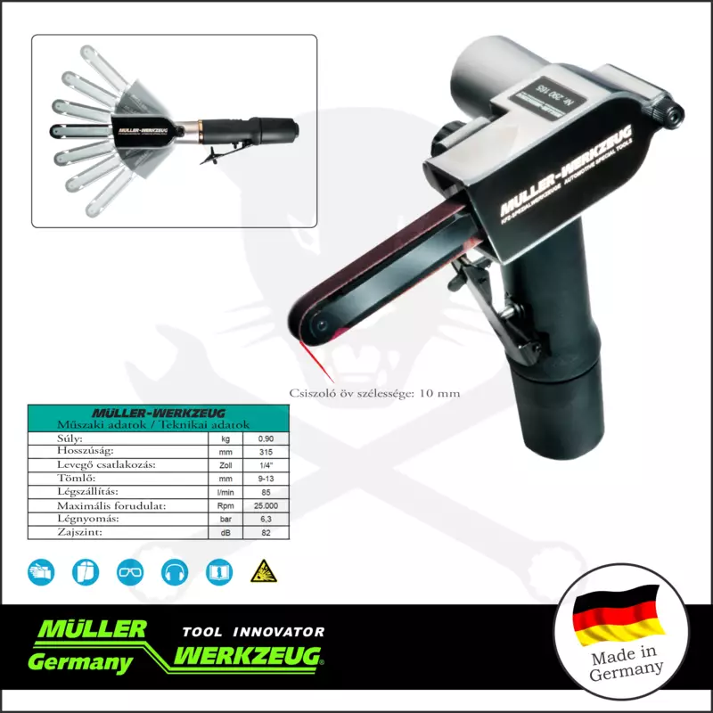 Levegős szalagcsiszoló 10 x 330 mm - PROFI - Müller