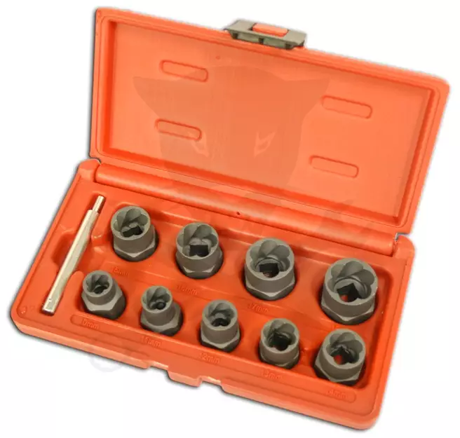 Csavarkiszedő készlet - sérült fejű csavarokhoz  9+1 db-os 10-19 mm 3/8"