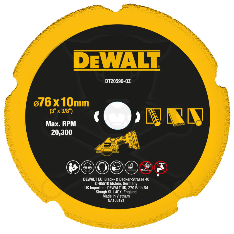 Vágókorong  76 mm gyémánttárcsa univerzális dekopírfűrész - Dewalt