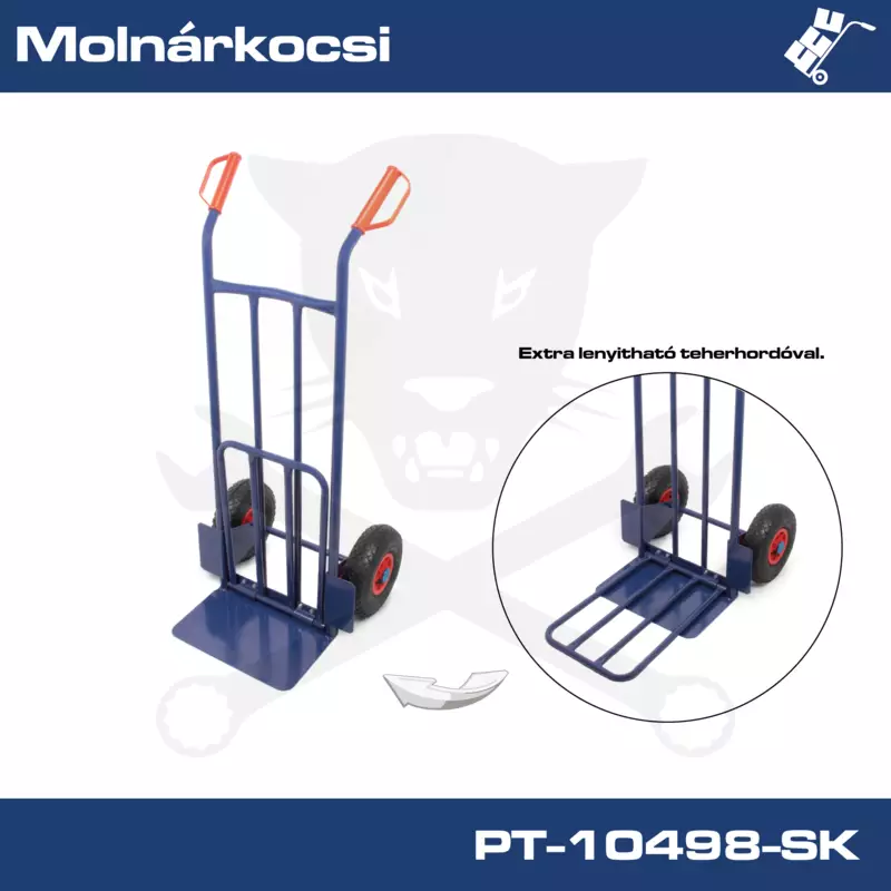 Molnárkocsi 250 kg terhelhetőséggel - lenyitható extra rakfelület