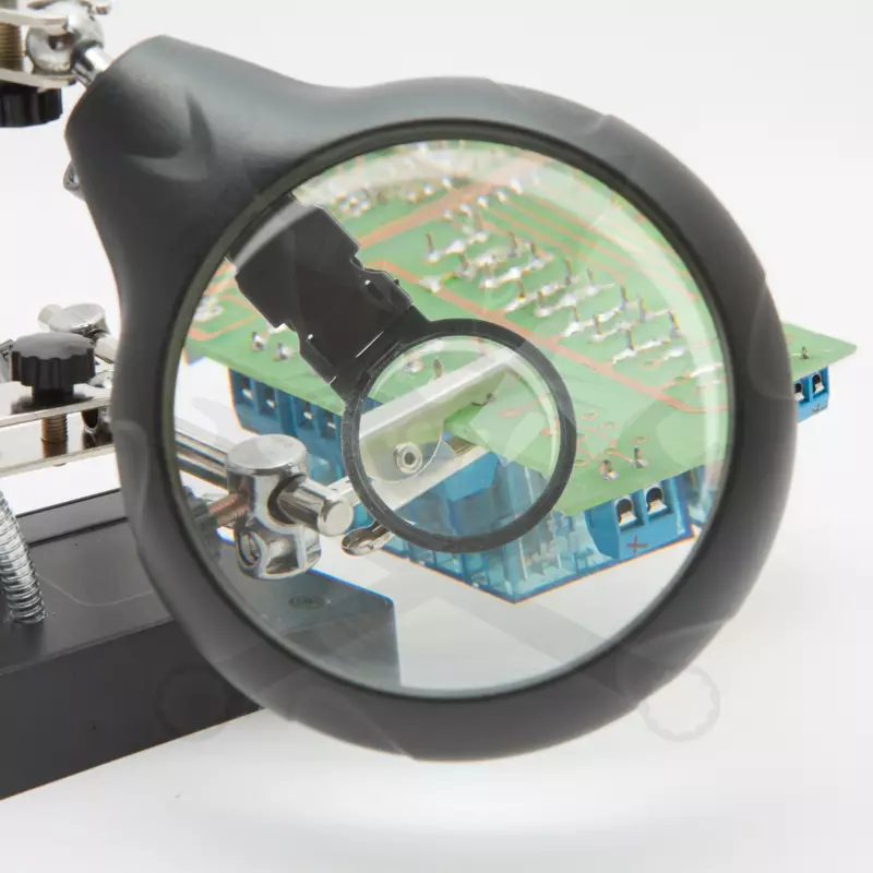 Paneltartó nagyítóval, csipeszekkel 5 LED, 360° forg. IP20,