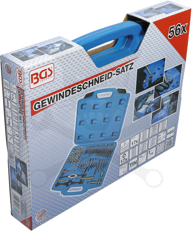 Menetfúró és menetmetsző készlet COLOS UNC+UNF (2,18-11,50 mm) 56 db-os