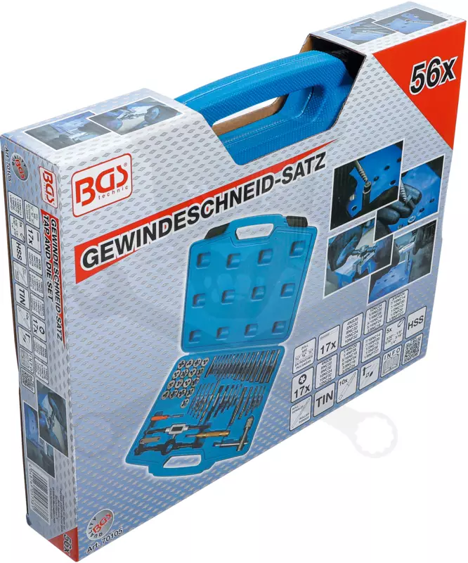 Menetfúró és menetmetsző készlet COLOS UNC+UNF (2,18-11,50 mm) 56 db-os