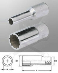 Dugókulcs - crowafej 1/2" 12 szög hosszú 30 mm Genius